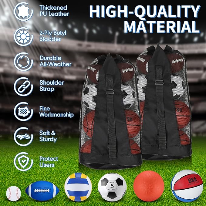 Liliful 36 Pcs Bulk Assorted Sports Balls Equipment Set with Pump & Carry Bag – Soccer, Basketball, Volleyball, Football & Playground Ball for School PE, Outdoor Game & Team Training