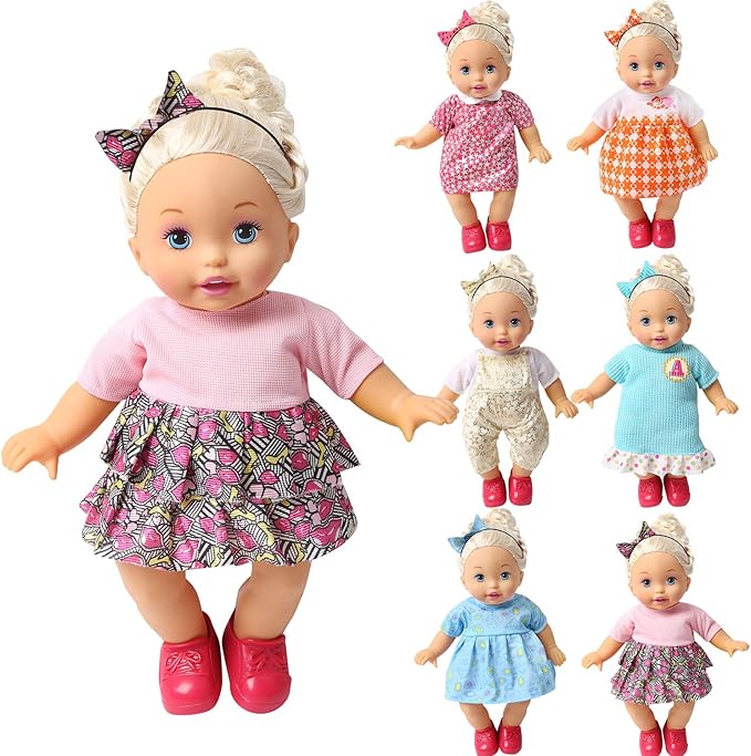 NA BOBO Clothes Set of 6 for 12-14-16 Inch Alive Lovely Baby Doll Clothes Dress Outfits Costumes Dolly Pretty Doll Cloth Handmade Girl Christmas Birthday Gift