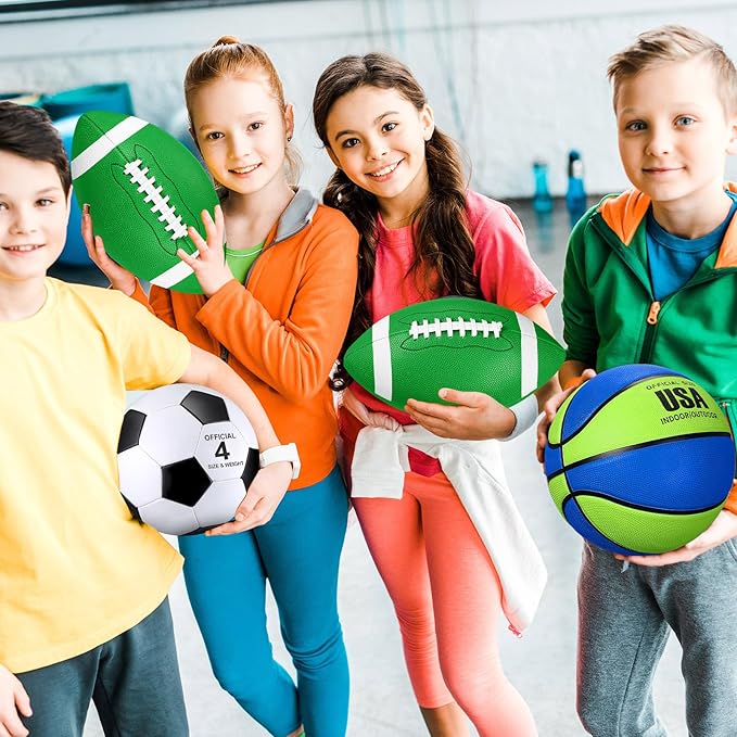 Libima 3 Pcs Sports Ball Set for Kids Teens Include Official Size Basketball Soccer Football with Pump and Carry Bag Training Practice Sport Back to School Gift