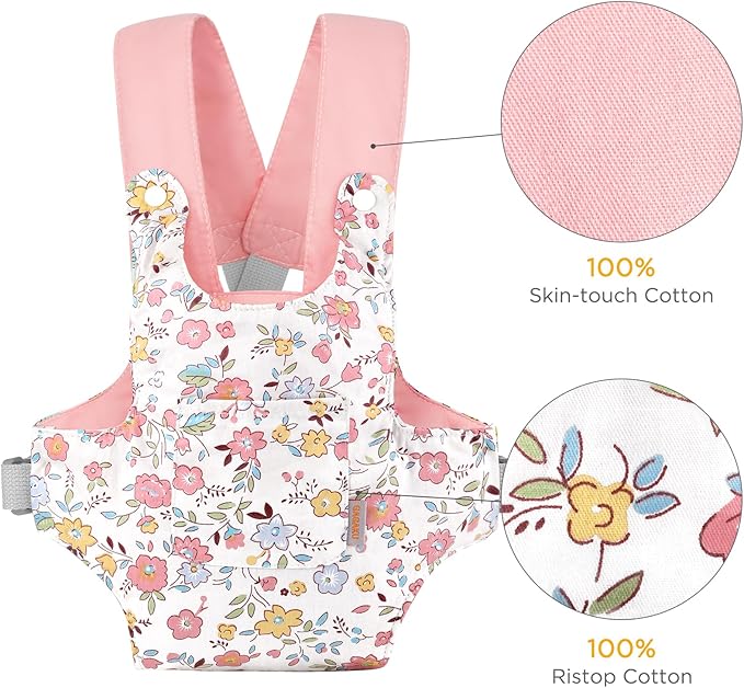 GAGAKU Baby Doll Carrier Doll Accessory Carrier Stuffed Animal Carrier with Adjustable Straps for Kids – Pink - Peach Blossom