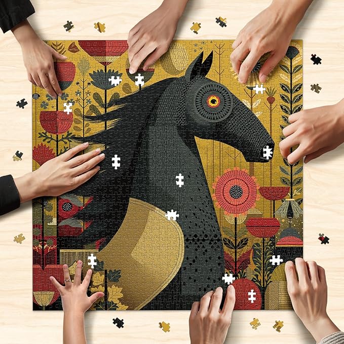 Vibrant Equine Art Horse Jigsaw Puzzles for Adults 1000 Pieces, Difficult Puzzles Perfect for Game Night, Great Gift Idea, Size 22.5 x 22.5 in