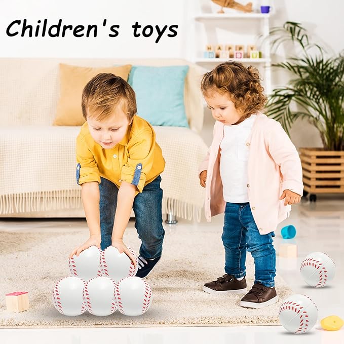30PCS Large 2.5Inch Baseball Stress Ball,Stress Relief Balls,Squeeze Sports Ball,Squeeze Foam Balls for Themed Baseball Stress Anxiety Relief for Kids Children Playing,Party Gifts