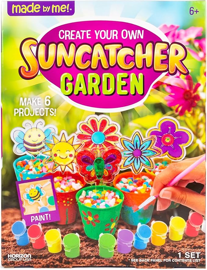 Made By Me Create Your Own Suncatcher Garden, Includes 6 Suncatchers to Paint, 7 Suncatcher Paints & Acrylic Paints, Fun Arts & Crafts for Kids, Suncatcher Kit, Unique Craft Kits, Cool Window Art