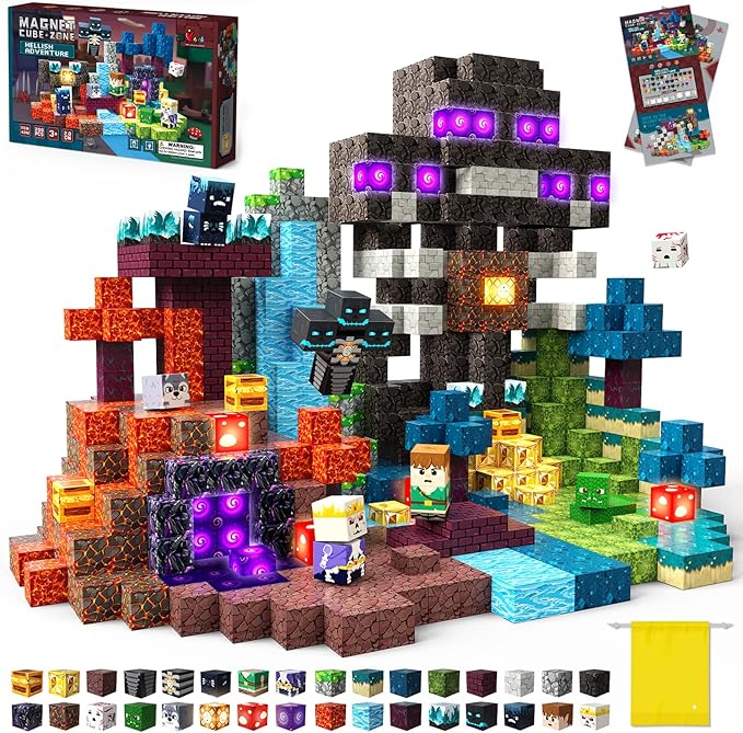 Magnetic Building Blocks, STEM Toys Educational Magnet Cubes for Kids Ages 4-12 (Inferno Adventure-200pcs)