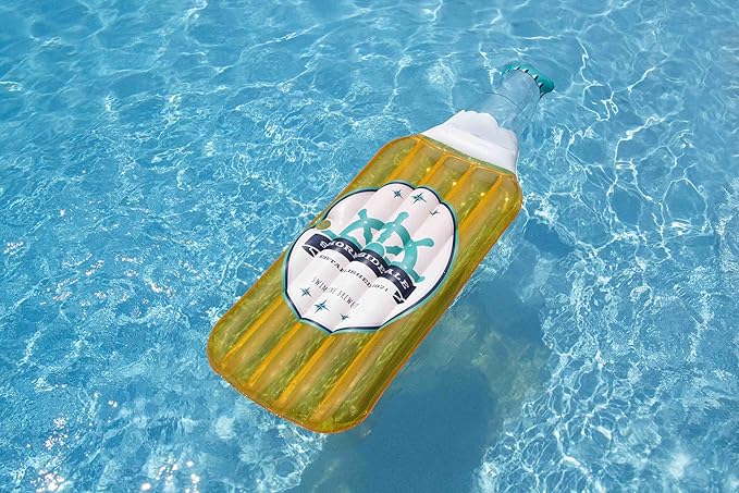 SWIMLINE Inflatable Swimming Pool Float Lounger Raft Mattress, Fun Mat, Beer Bottle, Orange