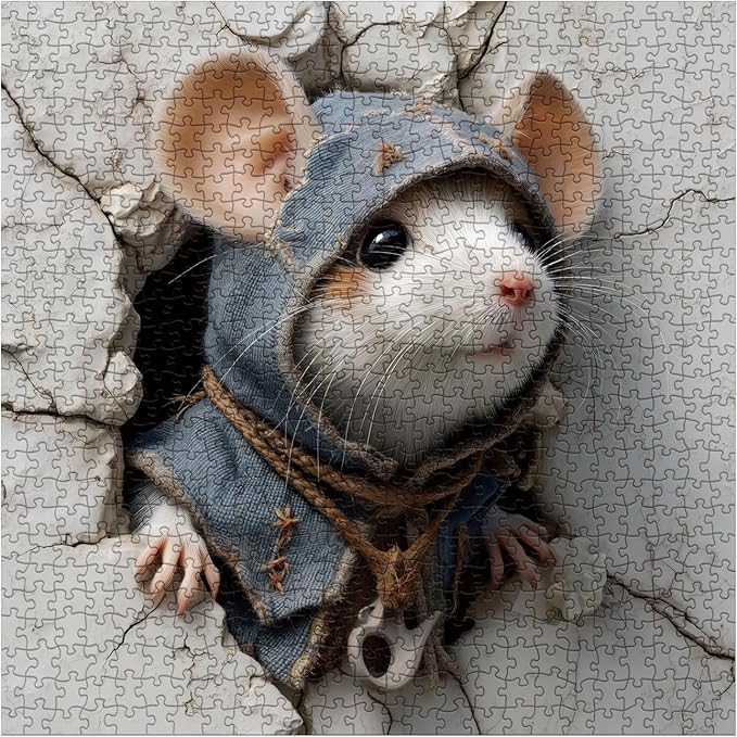 Funny Mouse Puzzles for Adults 1000 Pieces, Cute Animal Art Jigsaw Puzzles, Cool Mice Puzzles