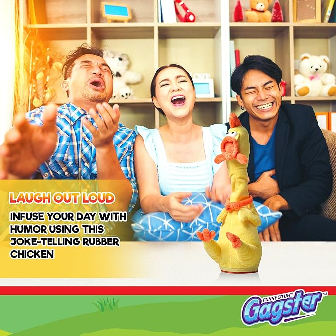 Gagster Rubber Chicken Dancing Toy - Mimicking Toy for Kids - that Repeats What You Say & Tells Jokes, Singing & Talking, Electronic Yodeling for Anyone Who Loves Talking and Funny Gag Gifts