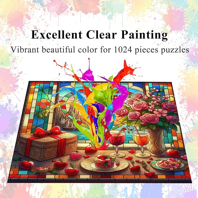 Puzzles for Adults 1024 Pieces, Heart Jigsaw with Poster Letter on Back, Unique Pieces Fit Well No Dust (22.8"x22.8")