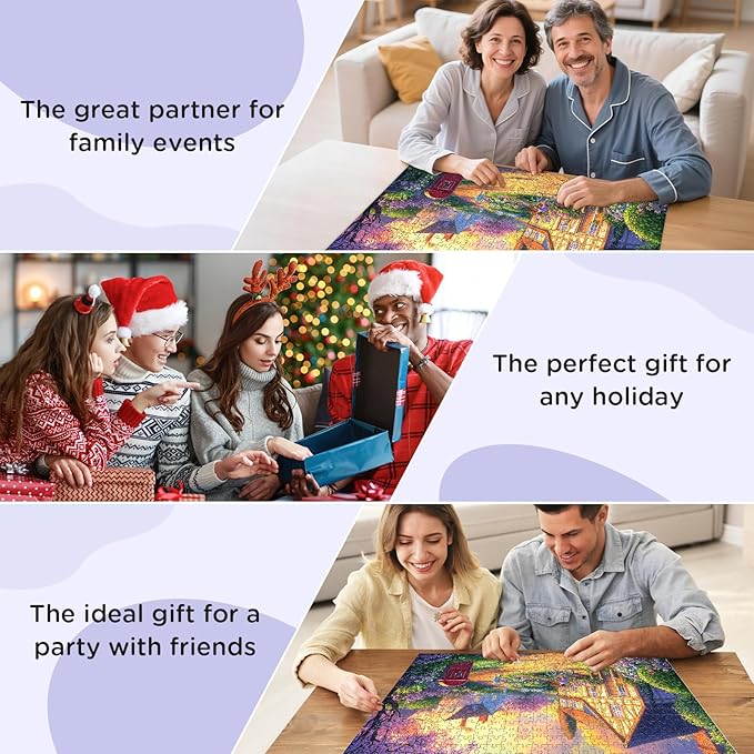 500 Piece Puzzles for Adult, Countryside Jigsaw Puzzle 500 Pieces for Adults Senior, Beautiful Village Sunset House Jigsaw Puzzles, Challenging Puzzle Perfect Game Nights 20.5 X 15 in
