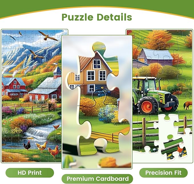 500 Piece Puzzles for Adults,Countryside Farm Scene Jigsaw Puzzle for Seniors Adults,Chicken Horse Water Puzzle with Letter on Back,No Dust,Challenging Family Puzzle Perfect for Game Nights,20.5*15In