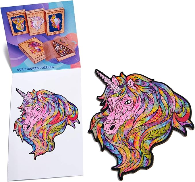 Wood Trick Pink Sky Mini Wooden Jigsaw Puzzle for Adults and Kids - 6.3 x 6.7 in - Animal Unique Shaped Figured Jigsaw Puzzle Pieces - Premium Quality