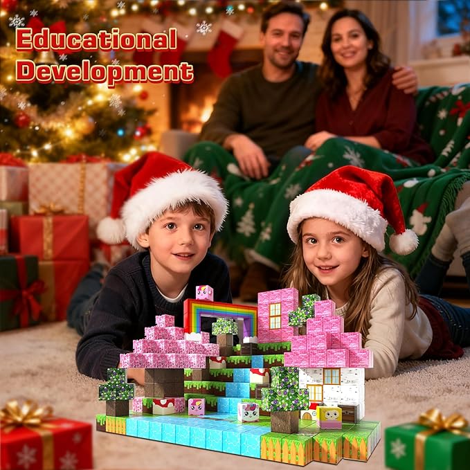 Magnetic Blocks - 100PCS Building Blocks Unicorn Cubes - Toys for Montessori Toddler Christmas Birthday Gifts - STEM Sensory Toys for 3 4 9 10 Year Old Girl
