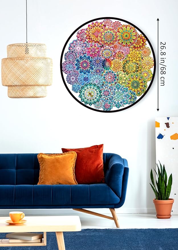 Colorful Flowers Puzzles Impossible Puzzle 1000 Piece for Adults, Mandala Art Jigsaw Puzzles Difficult Puzzles, Hard Blooming Puzzle Challenging Jigsaw Puzzles As Home Decor