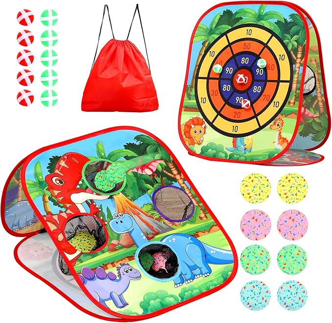 Bean Bag Toss Game for Kids/Double-Sided Foldable Cornhole Board/Backyard Beach Yard Outdoor Toys for Kids Ages 4-8/5-Second Setup/Party Supplies for Kids