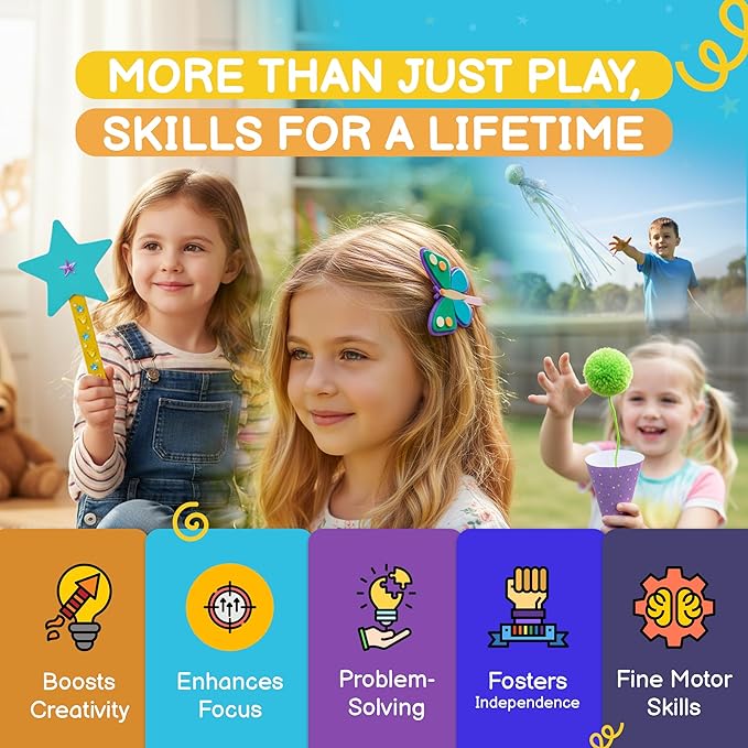 QuTZ Craft Kits for Kids Ages 4-8, 10-in-1 Toddler Craft Box, Build Projects that Glow, Float, Wearable and Playable, No prep and no Clean-up, Art and Crafts Supplies for Kids 4 5 6 7 8 Year Old
