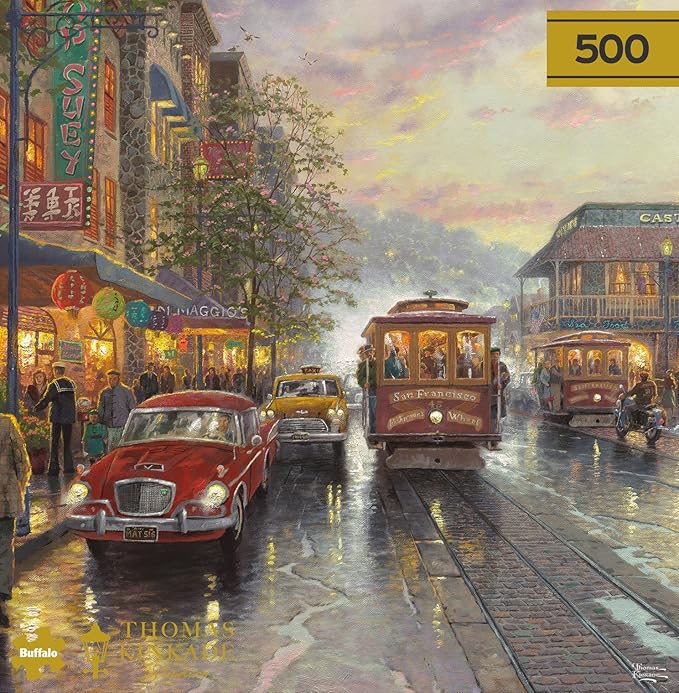 Buffalo Games - Gold - Thomas Kinkade - City by the Bay, Sunset on Fisherman's Wharf - 500 Piece Jigsaw Puzzle for Adults - Challenging Puzzle Perfect for Game Nights