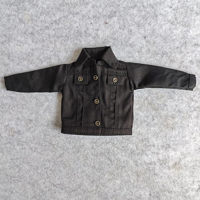 SSbeauty M 1:6 Scale Jeans Coat Jacket for 12" TBLeague Phicen Male Female Toy Action Figure Doll Clothes (Black)