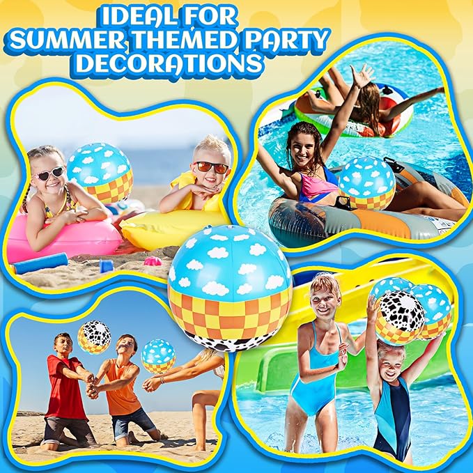 12 Pack Spider Theme Beach Ball 7.87" Inflatable Beach Balls for Summer Water Pool Games Blue and Red Spider Web Birthday Party Decorations Favors Under The Sea Party Decorations