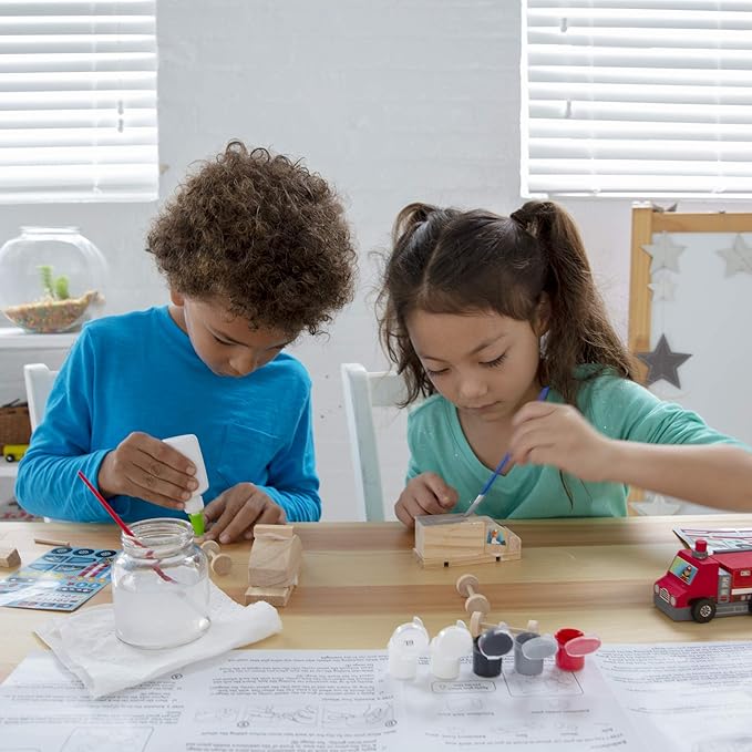 Made By Me Build & Paint Your Own Wooden Toys, DIY Wood Craft Kit, Easy to Assemble, Rescue Vehicles