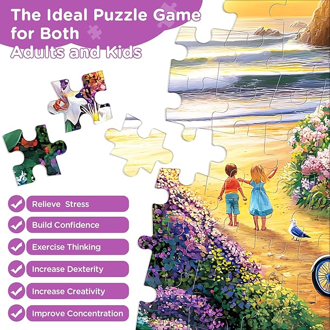 300 Piece Puzzles for Adults,Sea Puzzle 300 Pieces,Ocean House Jigsaw Puzzles for Kids Adult Senior Premium Cardboard Puzzle for Relaxation Tabletop Jigsaw Puzzle Family Activity Game