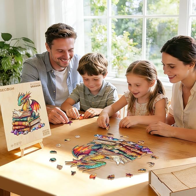 Wooden Puzzles for Adults - Dragon Wood Puzzles Adult - Unique Animal Shape Wooden Jigsaw Puzzles for Adults - Birthday Gifts for Puzzle Lovers, Family (13.3 * 13.3in - 300 Pieces)