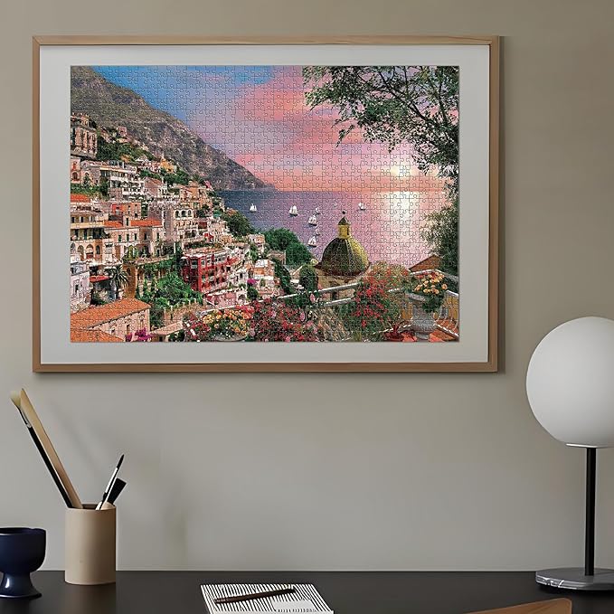 1000 Piece Jigsaw Puzzles for Adults Teens Kids - Fine Art Challenging, ‌Positano Amalfi Coast 1000Pcs Puzzle, Family Game Gift, Size 27"x20"