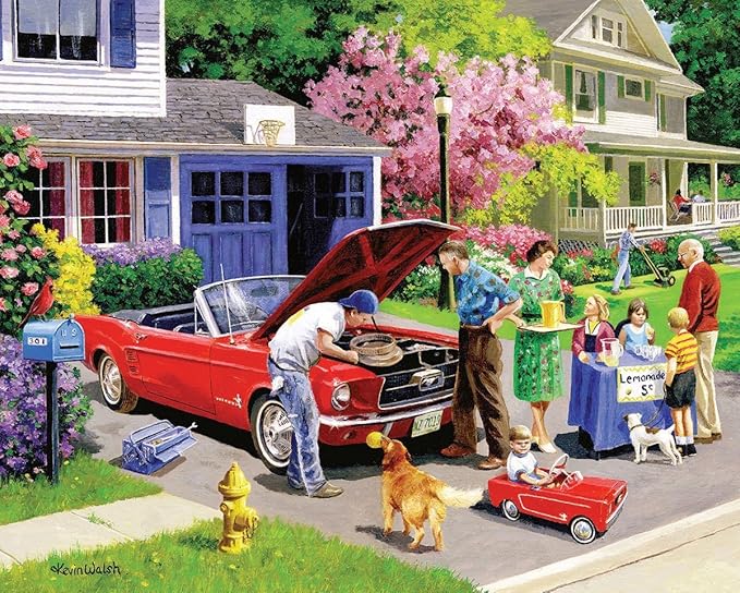White Mountain 1000 Piece Jigsaw Puzzle Car Summer Scene Puzzles with Large Pieces for Adults and Family 24"x30" - Ready for a Drive