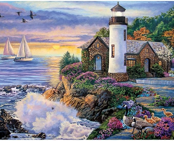 Bits and Pieces – Large 300 Piece Jigsaw Puzzle for Adults – ‘Perfect Dawn’ Ocean Sunrise Jigsaw Puzzle by Artist Laura Glen Lawson, Completed Puzzle Size: 18" x 24"
