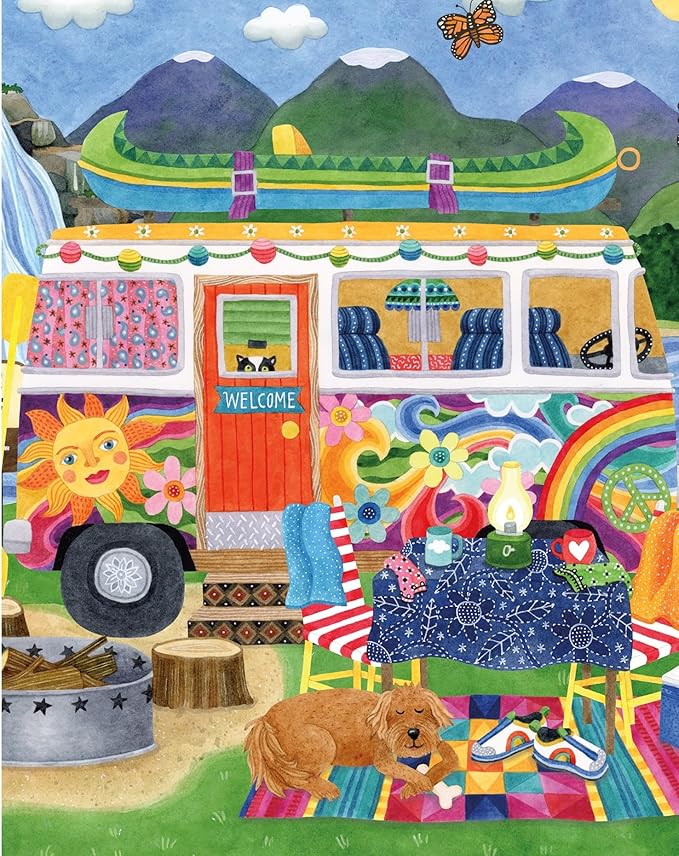 Ceaco - 5 in 1 Multipack - Happy Camper - (2) 300 Piece, (2) 500 Piece, (1) 750 Piece Jigsaw Puzzles