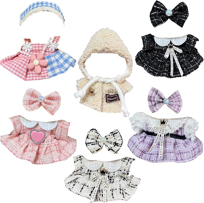 Ezcora Clothes for Doll, 6 Pack Doll Outfits for 17cm Doll, Perfect for Play and Display, Accessories for Doll's Collectors, (No Dolls) (Elegant Dress)