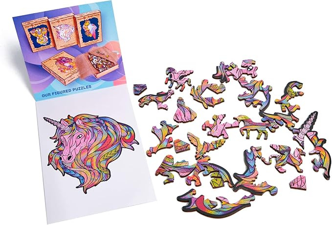 Wood Trick Pink Sky Mini Wooden Jigsaw Puzzle for Adults and Kids - 6.3 x 6.7 in - Animal Unique Shaped Figured Jigsaw Puzzle Pieces - Premium Quality