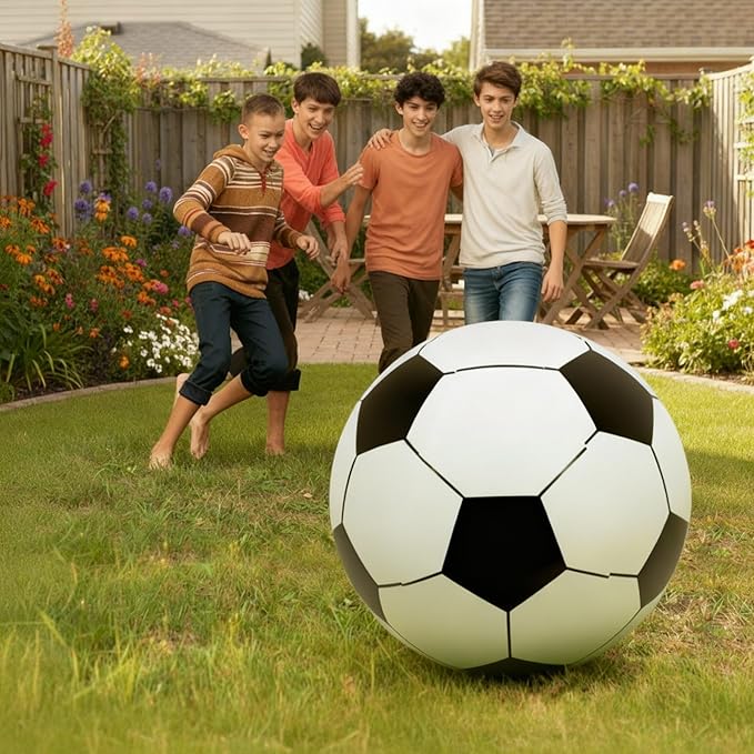 Lewtemi 2 Pcs Inflatable Beach Soccer Ball 27 Giant Inflatable Football Large Sport Balls for Outdoor Activity Pool Decoration Party Favor