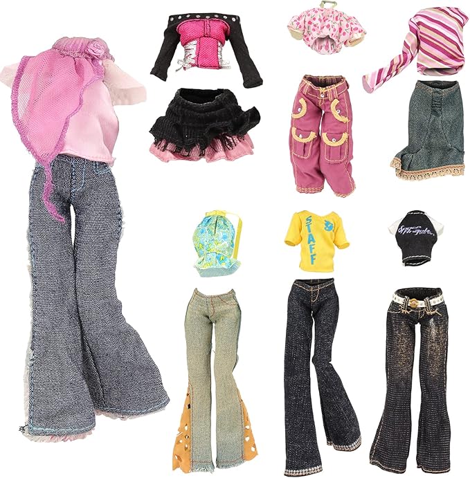 BARWA 10 Sets Doll Clothes for 11 inch Monster Girl Doll Fashion Outfits Casual Tops Pants