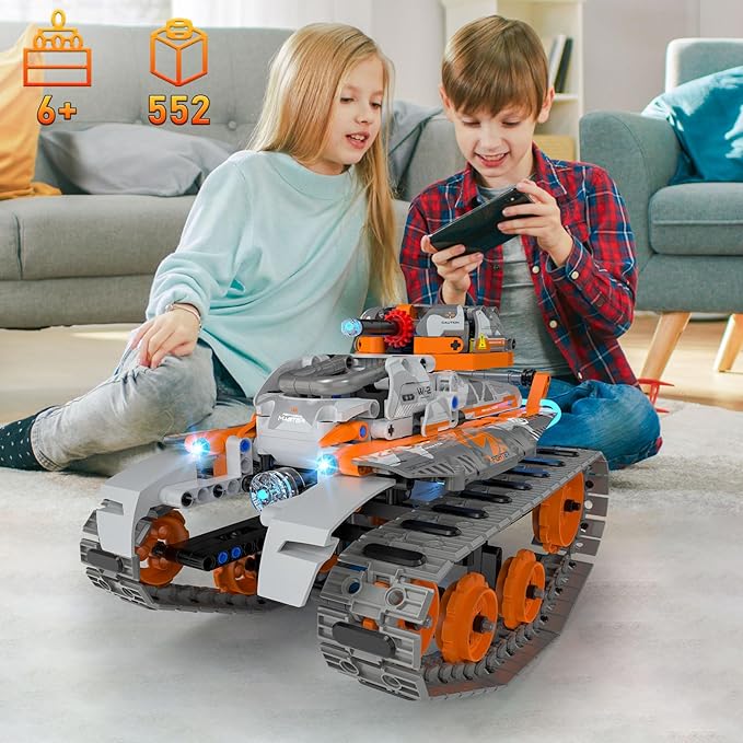 5in1 STEM Building Toys for Kids 6-14, Remote & APP Controlled Mech Robots/Heavy Tanks/Tracked Racer STEM Building Kit for Kid Science Learning, 552 Pcs DIY Erector Sets Gifts for Boys & Girls