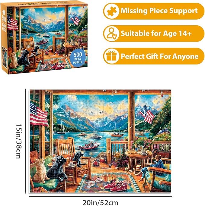 Puzzles for Adults 500 Pieces, Jigsaw Puzzles 500 Pieces for Adult Dog Landscape Jigsaw Puzzle Adult Recycled Cardboard Puzzle Game Family Activity Nights Birthday Gift Seniors 20.5x15inch