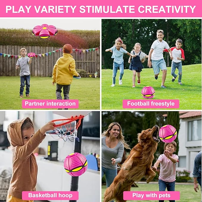 Magic Ball Pop Up Balls Light-Up – Magic Bouncing Pop Up Toy with Bright Motion Lights Dual-Form Magic Meta Ball Bouncy Balls for Indoor Outdoor Fun (Pink)