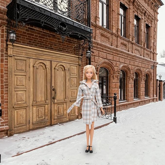 13 Pcs Doll Winter Clothes and Accessories - 3 Set Dolls Winter Coat Clothes, 2 Pairs of Shoes and 8 Pcs Skiing Accessories for 11.5 Inch Girl Doll Winter Playset