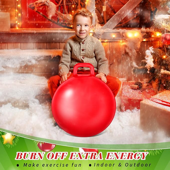 Sratte 6pcs Hopper Ball with Handle Bouncing Marble Bouncy Balls Hopping Toys Inflatable Jumping Toy for Jumping Sport Hop Boys Girls Gifts Party Favors (Pure,Classic Color)