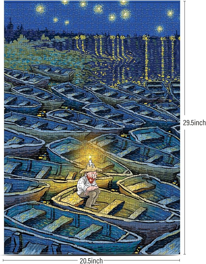 Antelope - 1000 Piece Puzzle for Adults, Van Gogh Jigsaw Puzzles 1000 Pieces by Artist Alireza Karimi Moghaddam, 29.5" x 20.5", Van Gogh Jigsaw Puzzle, (The Night Boats)
