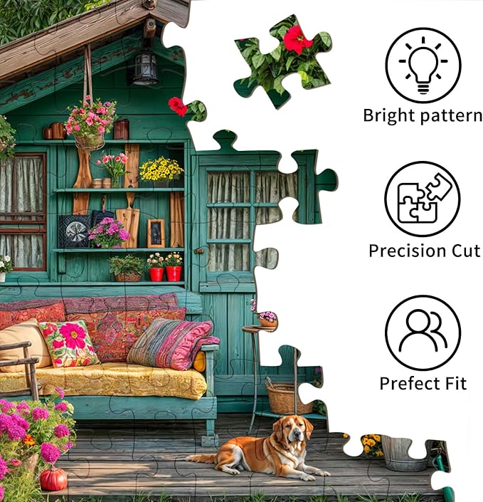 1000 Piece Puzzle for Adults, Flower House Jigsaw Puzzle, Family Puzzles Game, Interlock Perfectly No Dust, Home Decoration Puzzle, Gifts for Easter Parents Father's Day