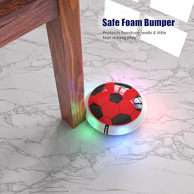 USB Rechargeable Battery Powered Hover Football Indoor Floating Hoverball Soccer Air Football Pro Original Made in India Fun Toy for Boys and Kids (Red)