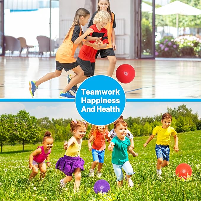 8.5 Inch Dodgeballs Playground Balls, Dodge Ball Set for Kids & Adults, Bouncing Kickballs Handball for Outdoor & Indoor Games - Includes Pump & Mesh Storage Bag