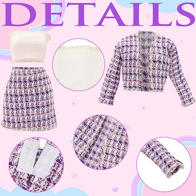 24 Pcs Doll Clothes & Accessories 8 Set Clothes Including Party Gown Chill Suits Casual Outfits Sport Wear Ballet Dresses for Doll with 8 Shoes 8 Accessories for 11.5 Inch Girl Dolls Storytelling Set
