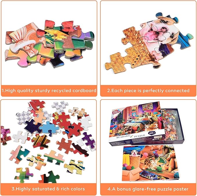 HUADADA Jigsaw Puzzles for Adults 1000 Pieces, Pets Room Interlock Perfectly Letter on Back No Dust, Home Decor Birthday Party Toy for Men Women Elders Seniors (27.5"x19.6"), 1:1 Poster