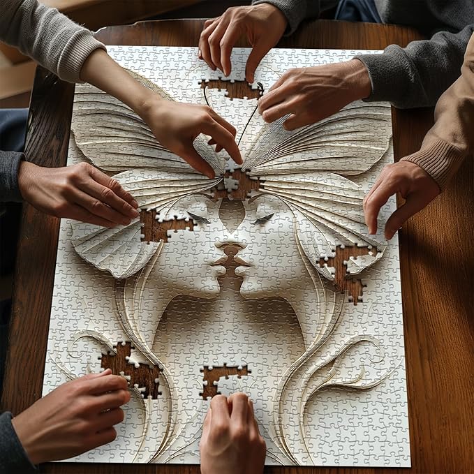 Impossible Puzzles for Adults 1000 Pieces, Women Butterfly Beauty Puzzle Unique Abstract Art, Lady Aesthetic Jigsaw Puzzle Difficult Challenging