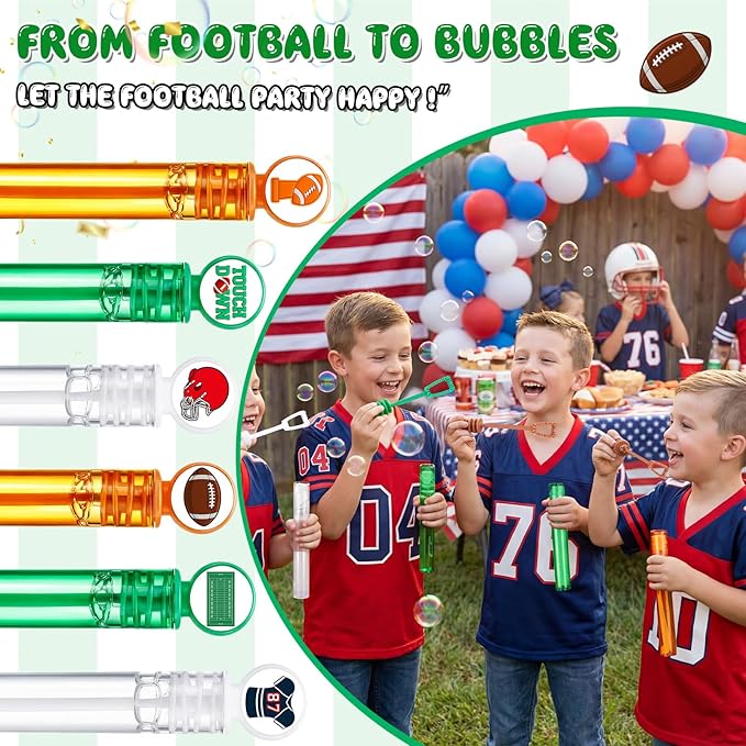 24 Pcs Football Party Favors, Football Bubble Wands Bulk, Sports Themed Birthday Gift Party Supplies, Game Day Classroom Prizes, Goodie Bag Stuffers, Rugby Group Games Activities