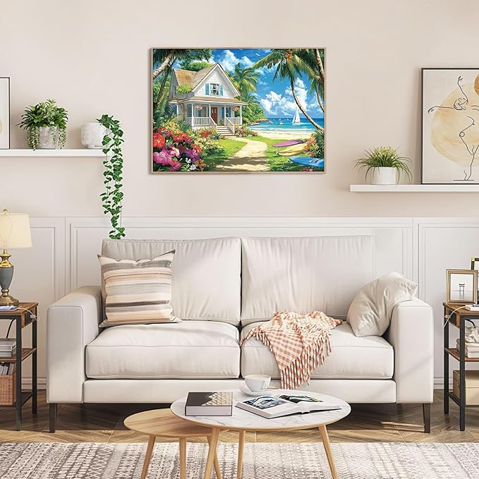 Jigsaw Puzzles 1000 Pieces for Adults - Beach Puzzle 1000 Pieces, Summer Puzzles for Adults Vacation Beach House Puzzle, Jigsaw Puzzles with Exquisite Box 28x20IN