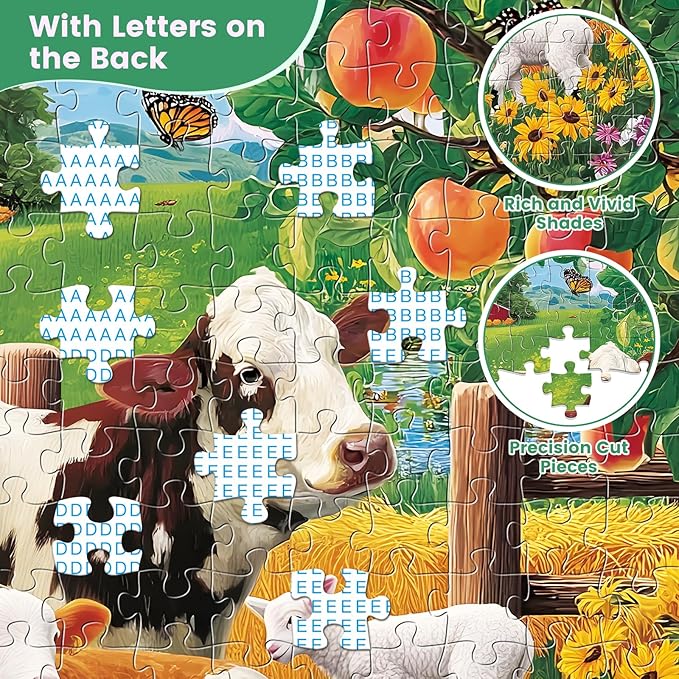 300 Pieces Puzzle for Adults, Countryside Farm Puzzle for Adults Children, Cow Family and Apple Tree Jigsaw Puzzle 300 Pieces, Fun and Challenging Family Game Great Gift Idea, 20.5 * 15 in
