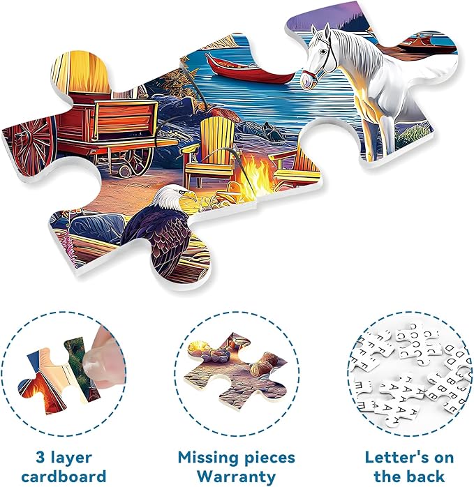 500 Pieces Puzzle for Adults, Puzzles for Adults 500 Pieces, Mountain Lake Horse Camping Jigsaw Puzzle, Home Decor Birthday Party Gift Toy, Finished Size is 20.5 X 15 in