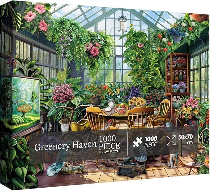 Flower Plant Garden Puzzle 1000 Pieces for Adults, Spring Greenhouse Jigsaw Puzzle Botanical, Colorful Floral Puzzle